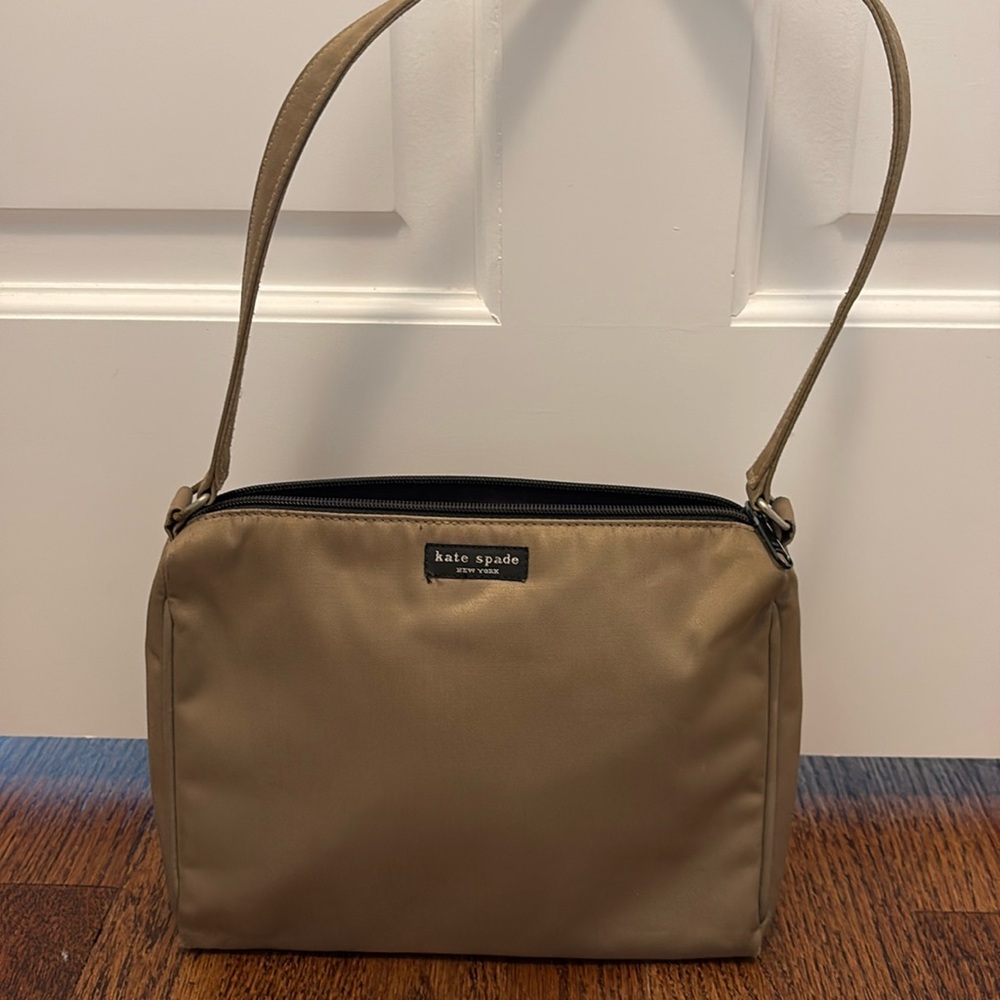 Satin Vintage Kate Spade shoulder bag in beige/champagne color.